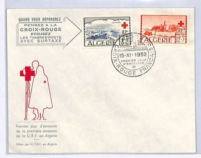 ALGERIA 1952 *RED CROSS* FDC Illustrated First Day Cover France Cols WX303 - Image 1 of 4