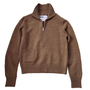 MHL. Margaret Howell Half-Zip Knit Sweater, Size 2, Brown, Women's - Picture 1 of 13