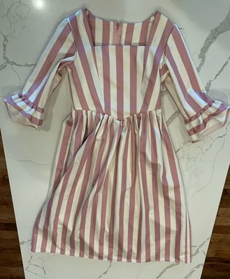 Vestido/Vestir Juvenil Med, Princesa, Cuento de Hadas, Rosa Colonial a Rayas, Disfraz. Foto 1 de 4