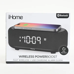 iHome Bluetooth Alarm Clock with Wireless Charger + USB Charging Station Grade A - Picture 1 of 4