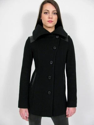 JAQUETA MACKAGE CANADÁ COURO LÃ PRETA PEITO ÚNICO EXCELENTE CASACO ~XS - Imagem 1 de 4