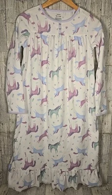 Carter's Girls Gown 12-14 Unicorn Fleece White Lavender Nightgown NEW - Image 1 of 4