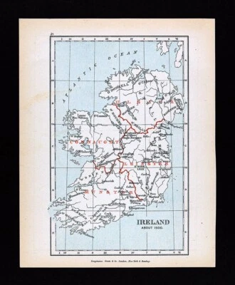 Antique Map Ireland in 1500 Ulster Leinster Munster Connaught Dublin Limerick - Image 1 of 2