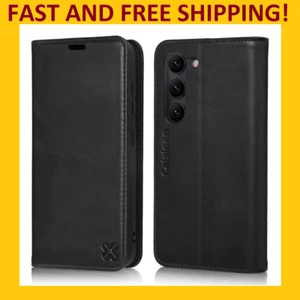 ONLY TODAY! Caislean Case for Galaxy S23, Wallet, Genuine Leather, RFID, Black - Picture 1 of 7
