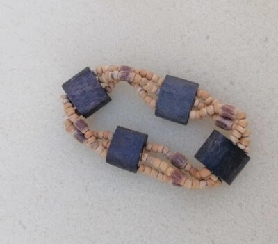 Armband Perlen Holz Mehrreihig Zugband Surfing  - Bild 1 von 3