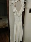 Papillon White Lace Top Tshirt Cotton Vintage  Full Length Nightgown S Stretch D