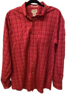 L.L.Bean Men’s Wrinkle Free Traditional Fit Red Blue White Plaid Size Large - L - Picture 1 of 8