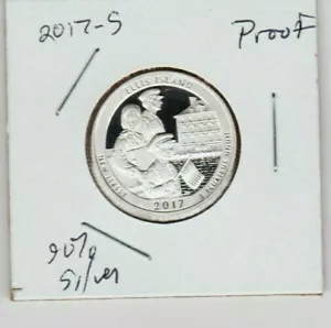 2017 S Ellis Island Flagge New Jersey 90 % Silber PROOF QUARTER LOW MINTAGE FamilyA - Bild 1 von 3