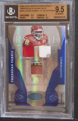 2006 Leaf certified materials mirror blue signatures Glenn Dorsey FF bgs 9.5 - Image 1 of 2