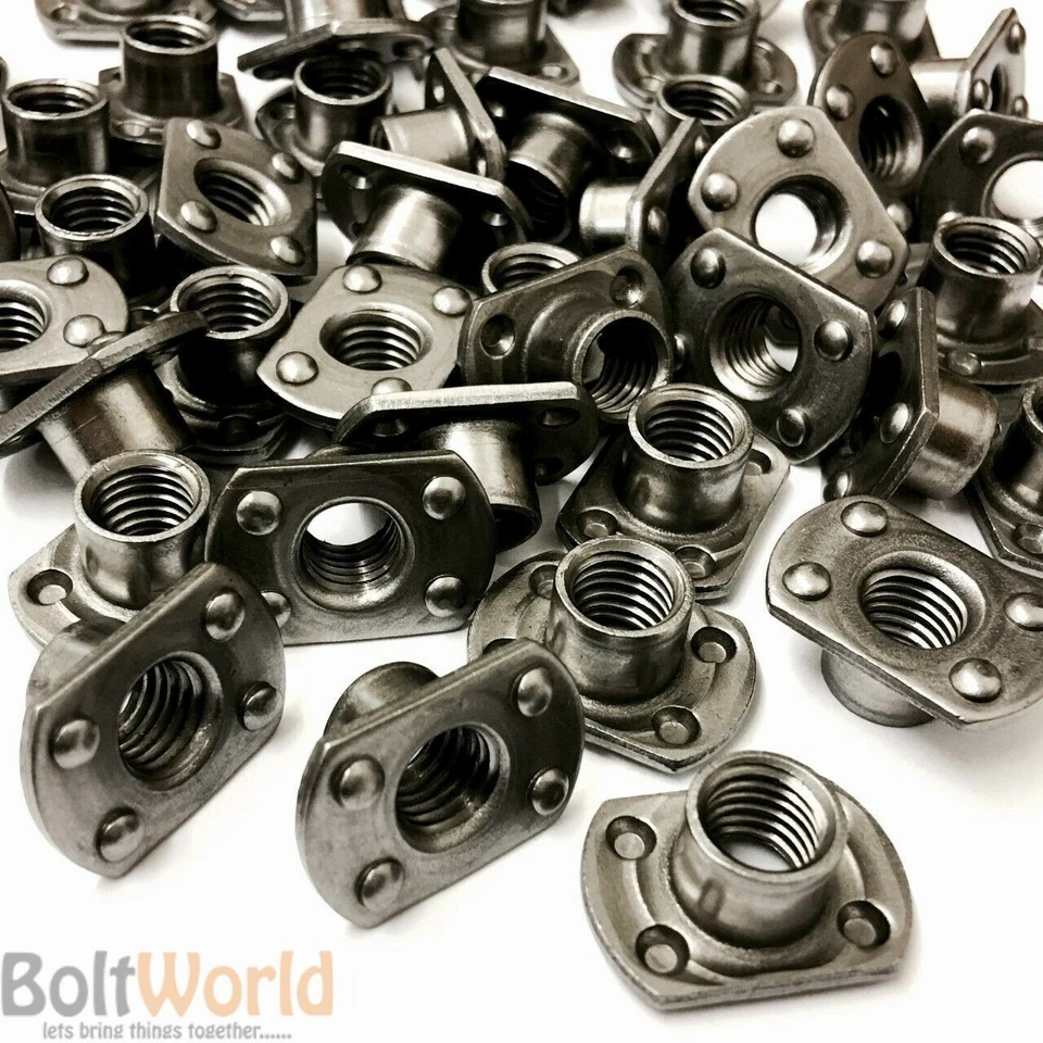 BOLT WORLD TEE SPOT WELD NUTS CARDON STEEL METRIC 2 & 4 UNDER WELDED PIPS T STYLE SLAB BASE