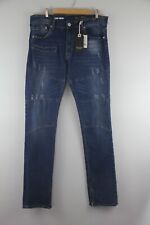 Hawke & Dumar Homme Brut Bleu Foncé INDIGO Slim Coupe Droite Jeans Neuf avec étiquettes 