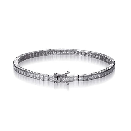 VALENTINO Bracciale tennis argento 925 taglio principessa zirconi sacchetto velluto omaggio