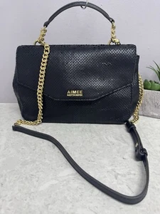 Aimee Kestenberg  Crossbody Purse Black Snake Skin Texture Leather - Picture 1 of 24