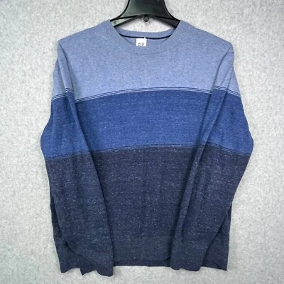 GAP Sweater Sz XL Blue Colorblock Knit Long Sleeve Crew Neck Men’s Pullover - Image 1 of 4