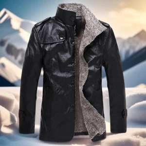 Winterjacke für Herren, Kunstfellfutter, wasserabweisend, Kunstleder - Bild 1 von 6
