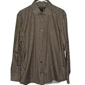 Banana Republic men's brown white stripe dress shirt size m - Picture 1 of 6