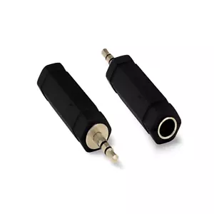 3.5mm 1/8 Stereo Plug Male to 6.3mm 1/4 Stereo Jack Female Adapter - Black - Picture 1 of 1