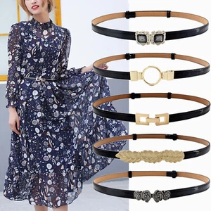 Women's Patent Leather Belt Adjustable Slim Waist Belt for Dress Fit 24-40Inch - Picture 1 of 31