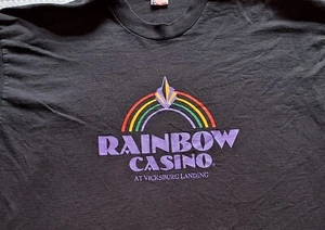 Vintage 1980s Rainbow Casino Vicksburg Landing Souvenir Black T-shirt Size 2XL - Picture 1 of 7