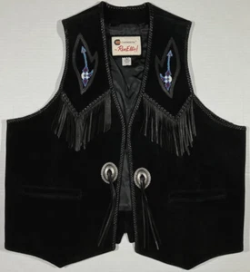 Ren Ellis Chambers Vest Black Leather With Tassel Conchos Vintage Mens Size XL - Bild 1 von 11