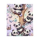 Velveteen Plush Blanket Home Decor Enchanted Forest Baby Pandas Dewdrops