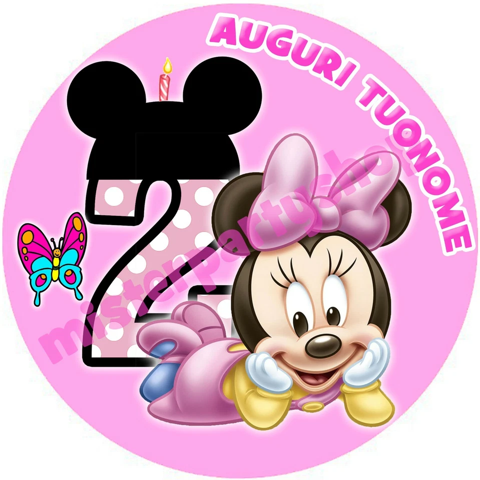 Cialda - Ostia per torte Minnie secondo compleanno - tonda! Anche A3!