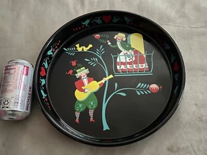 Vintage DUTCH Scandinavian SWEDISH Theme Masonware Metal Serving TRAY - Picture 1 of 5