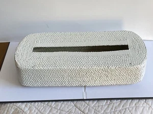 Vintage White Wicker 2 Piece Tissue Box - Picture 1 of 13