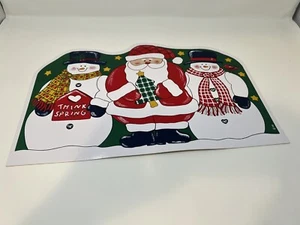 Vintage 1990 Vinyl Placemat Santa And Snowman Trim A Home 12x18 - Picture 1 of 4