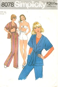 Sujetador Simplicity Misses años 70 top, chaqueta, pantalones patrón 8078 talla 12 SIN CORTAR - Imagen 1 de 2