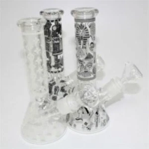 Hookah Water Pipe Glass Bubbler 8 inch Glow In The Dark Glass Water Pipe - Picture 1 of 4