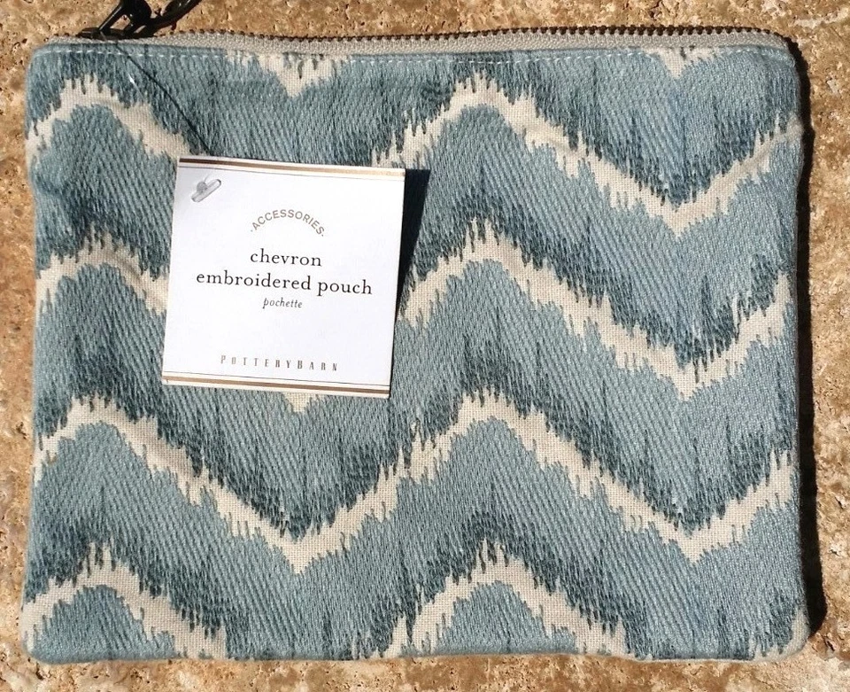 POTTERY BARN ~ ШЕВРОН ВЫШИТЫЙ МЕШОЧЕК ~ КОСМЕТИЧКА ~ ЗАПАДНЫЙ ВЯЗ ~ СОВРЕМЕННЫЙ - Изображение 1 из 1
