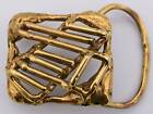 Solid Brass Rods Zigzag Brutalist Hippie Studio Art Vintage Belt Buckle
