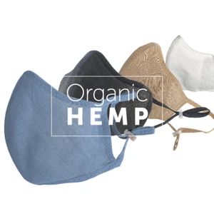 Organic Hemp Fabric Protective Mask 3 Layers Reusable Washable w/ Filter Pocket - Bild 1 von 28