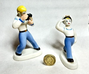 Vintage Soviet porcelain figurine Young photographer and sailor Set of figurines - Picture 1 of 24