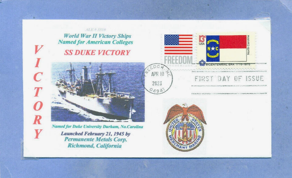 DUKE VICTORY Ship named: Duke University Durham, North Carolina Color First Day - Image 1 of 1