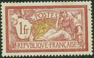 FRANCE-1900–1f MERSON TYPE- VF** - Picture 1 of 1