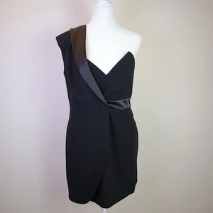 Sass & Bide Straight Talk Dress Black One Shoulder Tuxedo Mini Size 12 - Picture 1 of 8