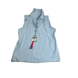 G/Fore Perforated Sleeveless Polo Top Womens XL Baja Blue Gfore Performance NWT* - Picture 1 of 14