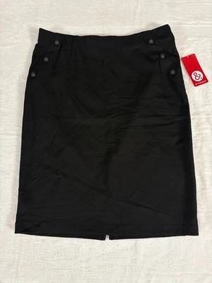 89th + Madison Falda Recta y Lápiz Para Mujer Grande Negra Elastizada Detalle Botón Foto 1 de 4