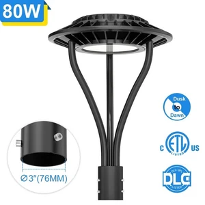 80W LED Post Top Light Circular Area Pole Fixture Dusk to Dawn 5000K 11200 Lumen - Picture 1 of 11