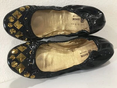 The Original Car Shoe Black Patent Leather Studded Ballet Flats Shoes 38.5 - Image 1 of 4