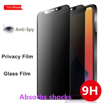 Full Screen Protector For iPhone 14 Pro X XS 12 11 XR 13 Mini 7 8 6 SE Anti-spy - Image 1 of 4