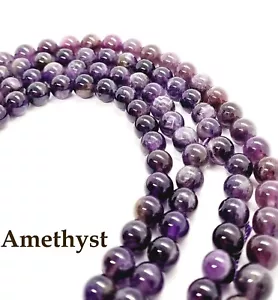Semi Precious Gemstone Beads Amethyst Purple Craft Stones - Various sizes - Picture 1 of 10