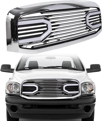 Chrome Front Big Horn Grille For 2006-2009 Dodge RAM 1500 2500 3500 (With Light) - Image 1 of 4