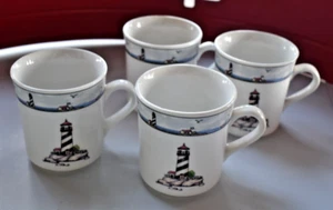 4 ~ Vintage TOTALLY TODAY Coastal Lighthouse Nautical Coffee Mugs Teacup 3.5"H - Picture 1 of 5