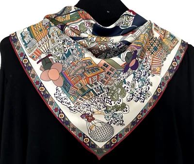 Bufanda 35"x35" Travel in Paris Estampado Pura Sarga Morera Seda 14momme 88x88cm5-85 Foto 1 de 4