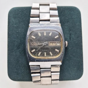 Vintage Soviet USSR RUSSIAN Watch Slava 26 jewels TANK TV 2427 BLACK - Picture 1 of 8