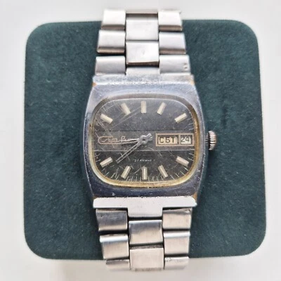 Vintage Soviet USSR RUSSIAN Watch Slava 26 jewels TANK TV 2427 BLACK - Image 1 of 4