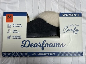 Dearfoams Women’s BLACK Indoor/Outdoor Memory Foam Slippers MEDIUM 7-8 - Picture 1 of 4
